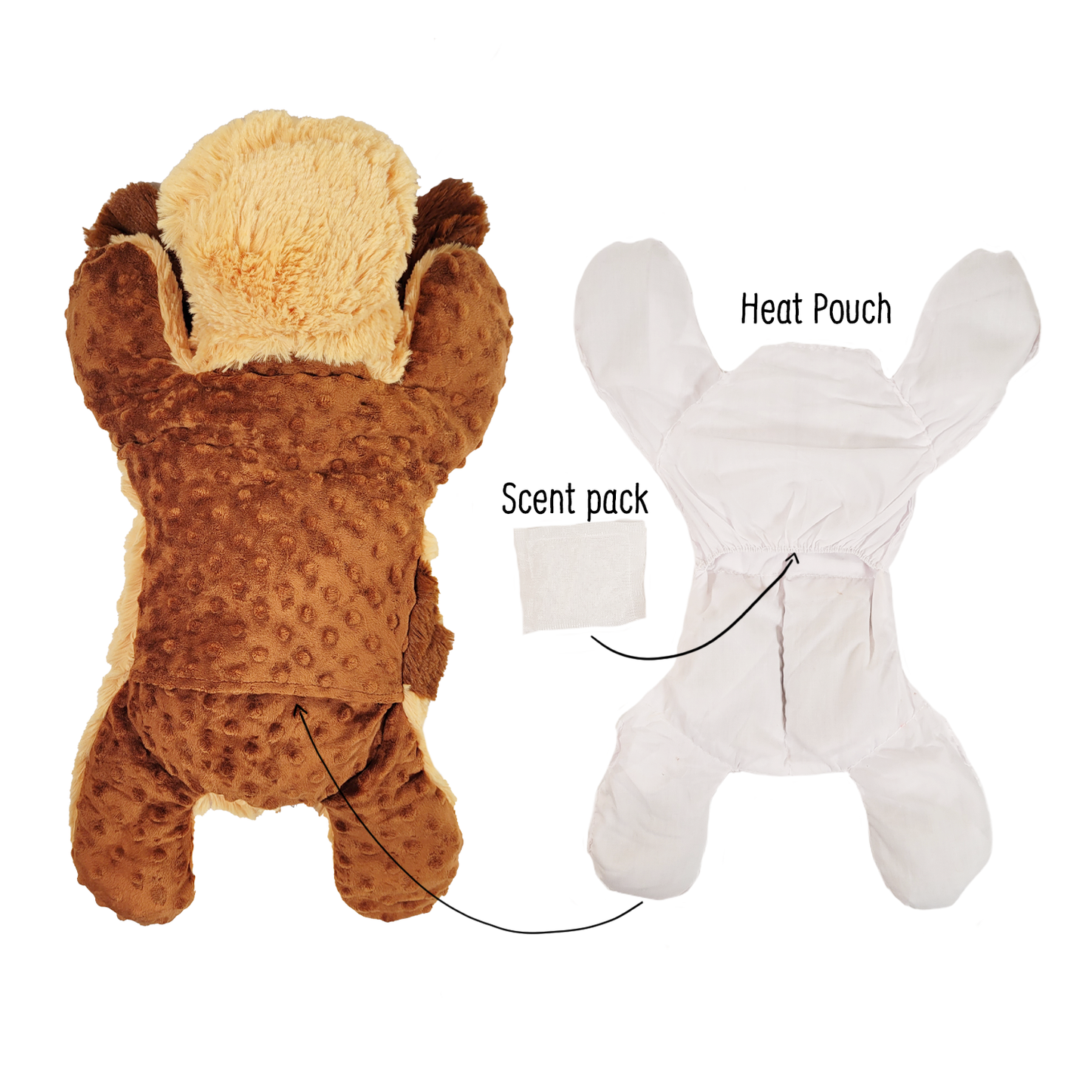 dog plush heat pouch and scent pack