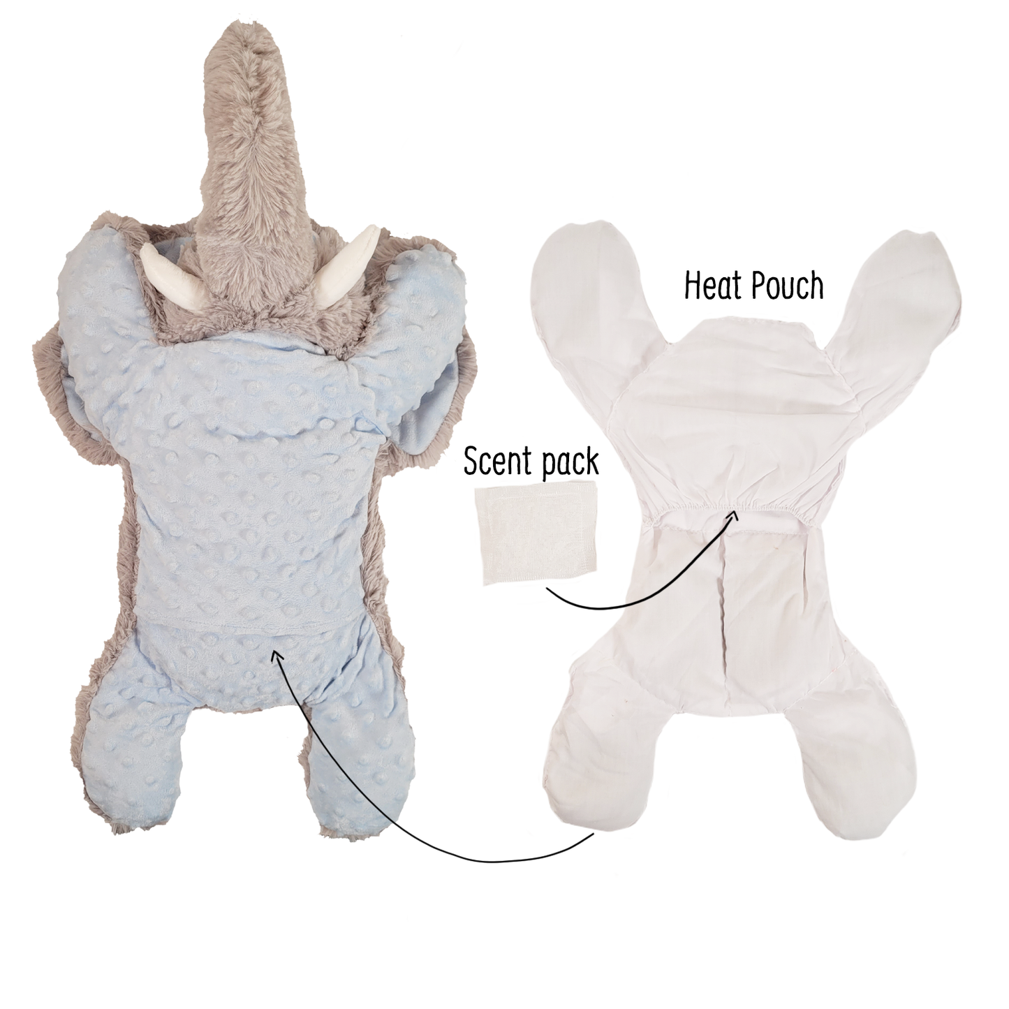 elephant plush heat pouch and scent pack