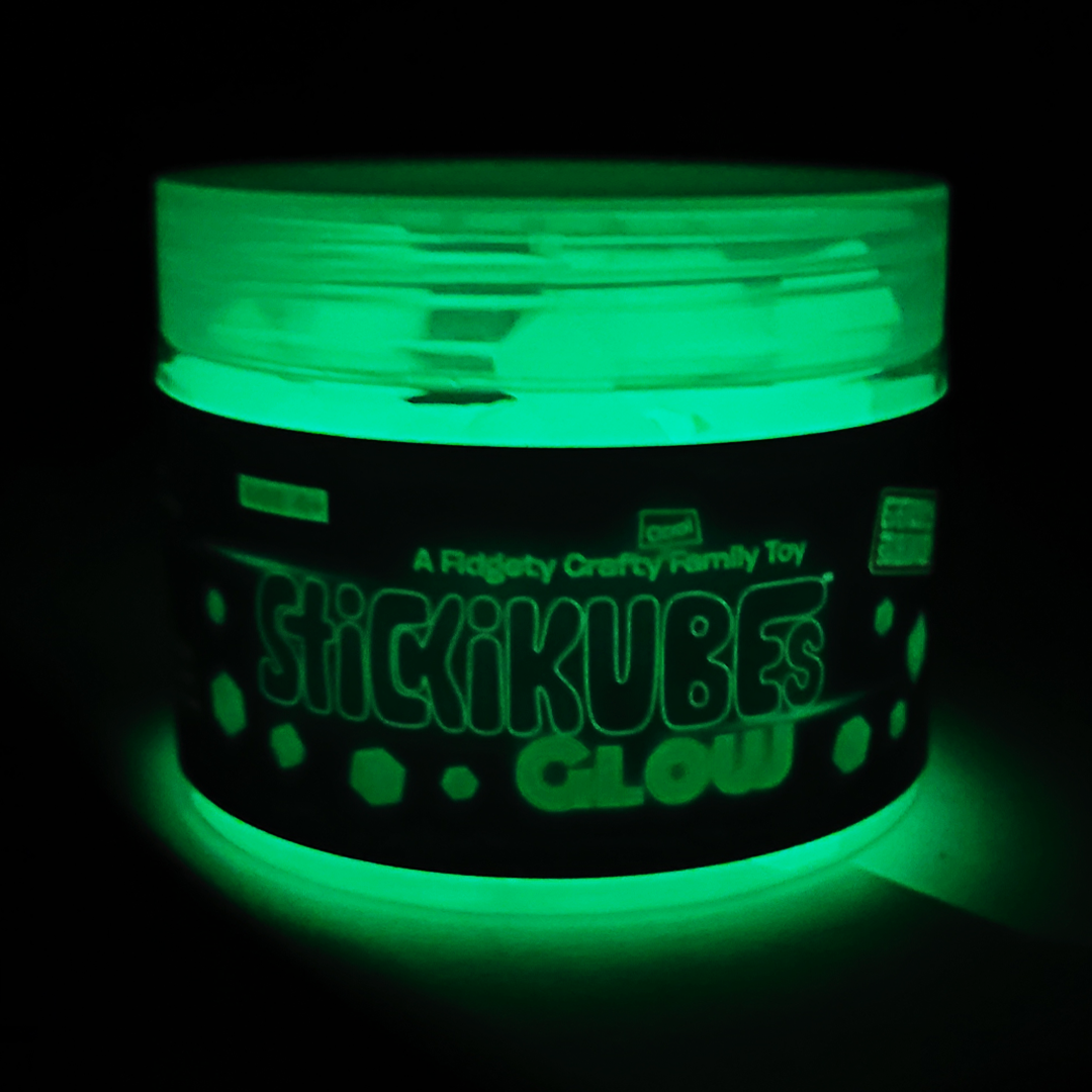 stickikubes glow container in dark
