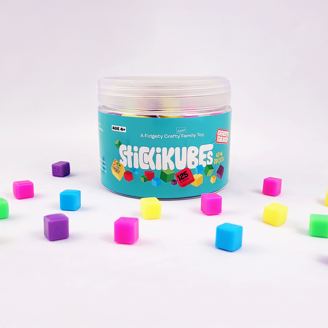 neon stickikubes bucket