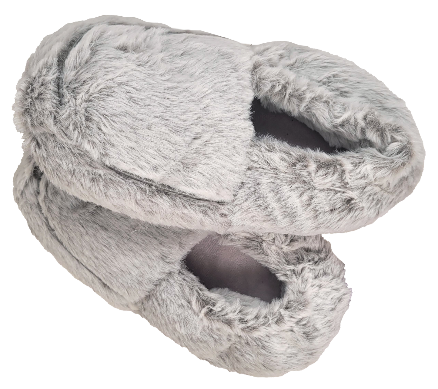stacked gray slippers