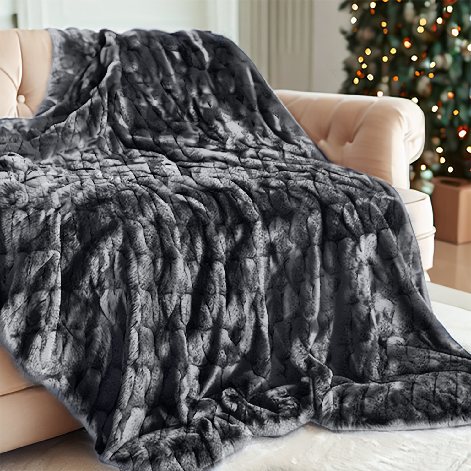 luxe blanket on couch