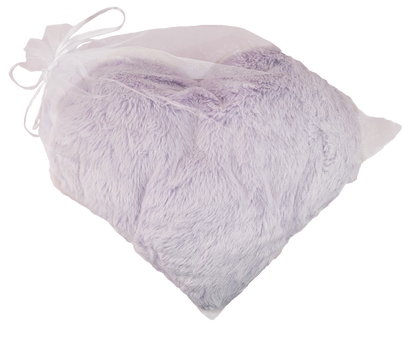 purple plush heart in organza bag