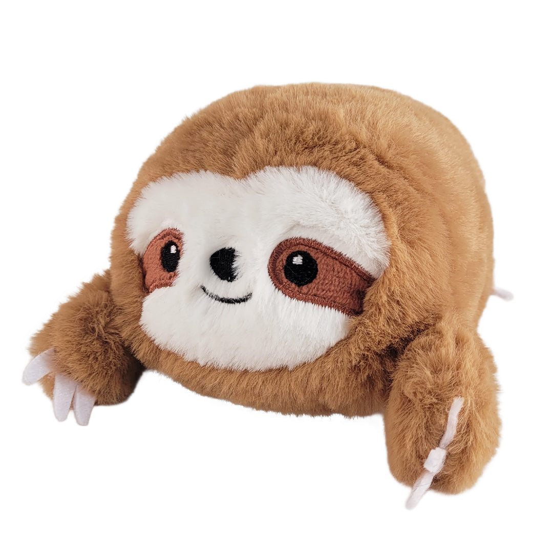 Small baby sloth plush on a white background