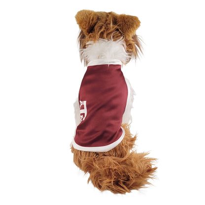 Back of dog plush of the Texas A&M mascot on a white background.
