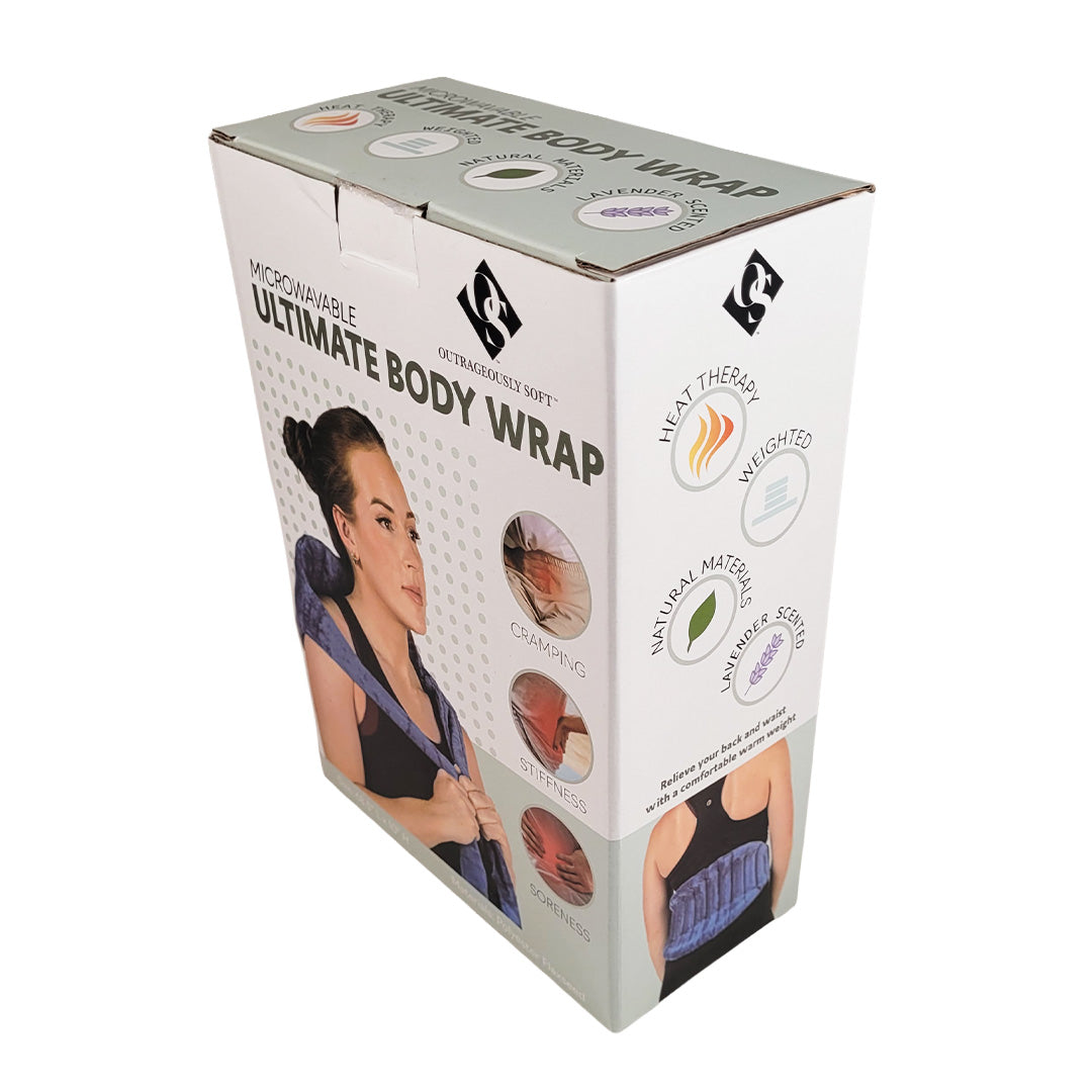 Box of Ultimate Body Wrap with images of a woman wearing the wrap on a white background
