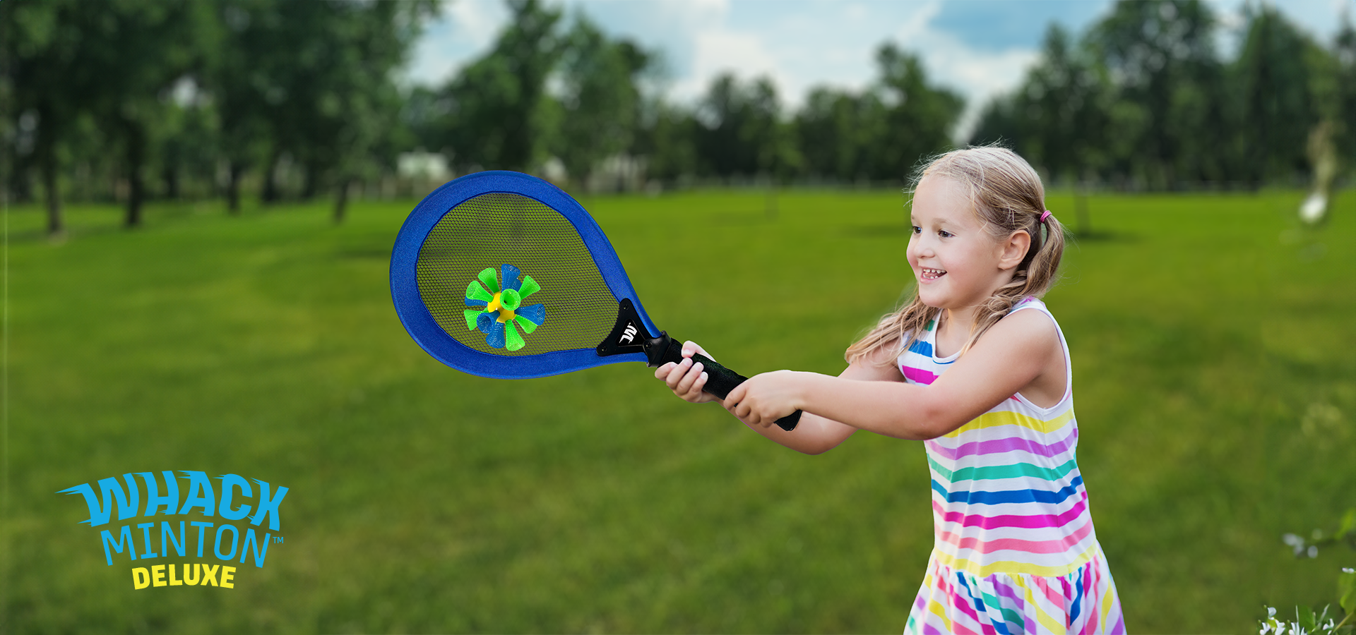 child playing whackminton